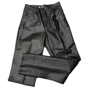 Vtg Black real leather pants women's international indigo posted size 9/30